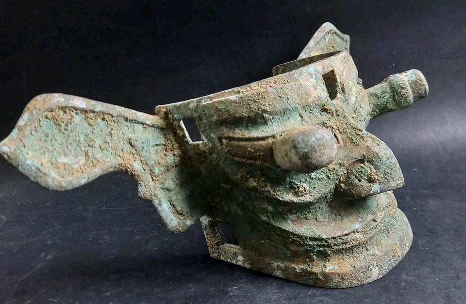 Ancien Masque Chinois Bronze Archaique Sanxingdui Chinese Mask Archaic - Photo 3/4