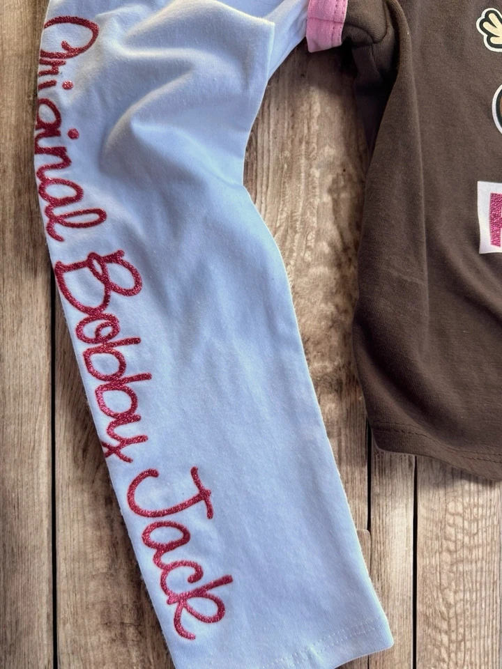 Camisa Bobby Jack Manga Larga Niñas Marrón Blanco Talla XS (Niños) Estilo Y2K Foto 2 de 4