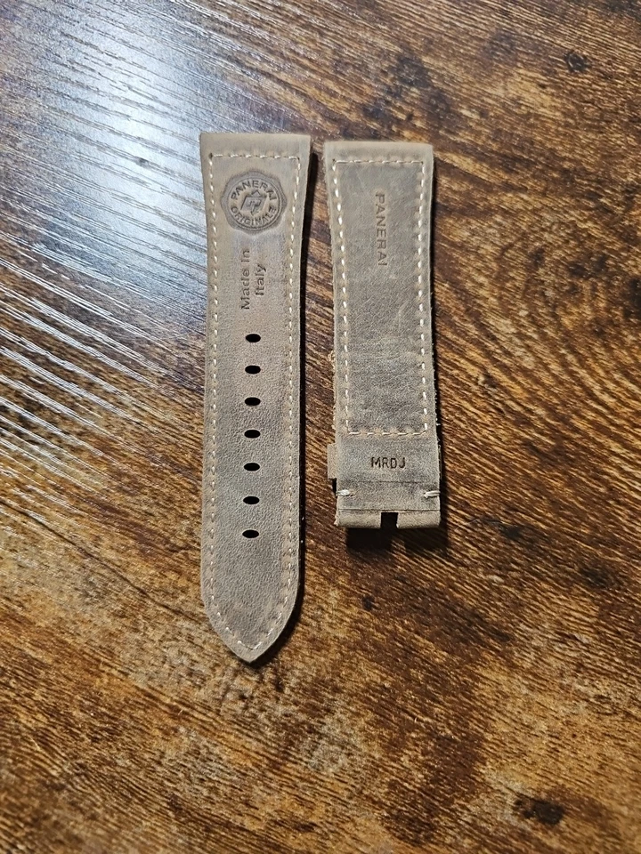 沛纳海 27/22 毫米原始设备制造商 XL Ponte Vecchio 原切棕色皮革表带适用于唐扣 — 第 4/4 张图片