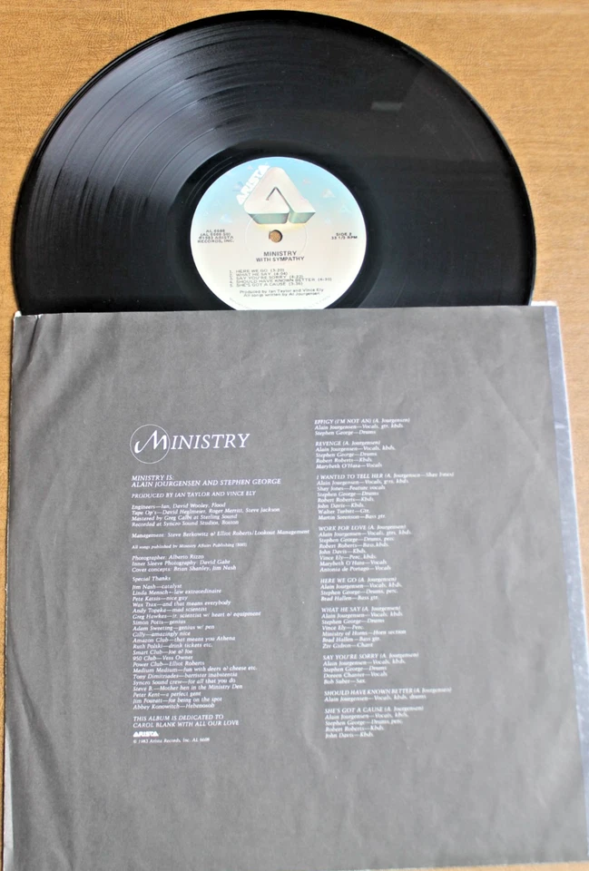 MINISTRY - WITH SYMPATHY LP: ARISTA AL6-8016 -1983- AL JOURGENSEN- WORK FOR LOVE Foto 3 de 4