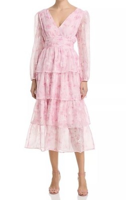 Layered with Love Amanda Tiered Ruffled Chiffon Dress Medium Size MSRP $158