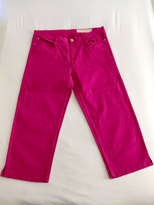 ESMARA Damen Jeans 7/8 Gr. 44 Pink/ Bordeaux Stretch Reißverschluss+Knopf 53cm