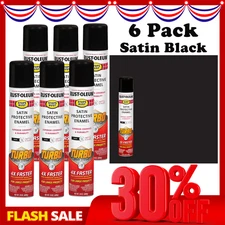Rust-Oleum Stops Rust Turbo Spray Paint 24 oz Satin Black 393378-6PK 6 Pack