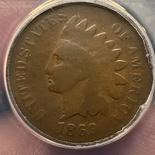 1869 Indian Cent ANACS GOOD 4 Graded Repunched Date Snow-4