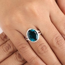 London Blue Topaz Gemstone 925 Sterling Silver Jewelry Handcrafted Ring For Gift