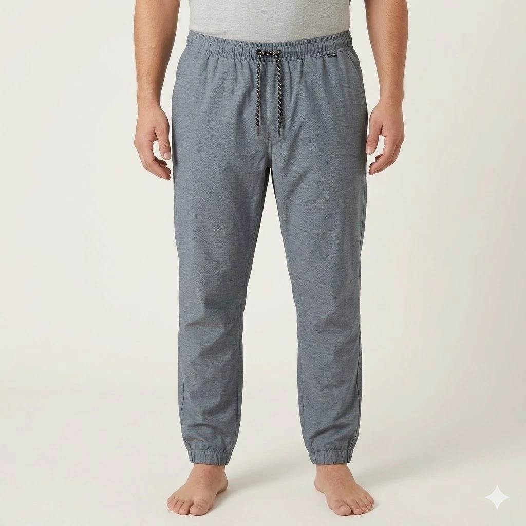 Hurley HFA24VMB Heathered Jogger Pants Drawstring Waist XL Blue