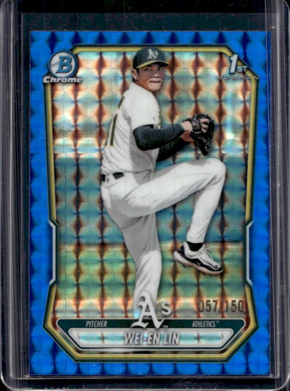 2026 Bowman Wei-En Lin Chrome Blue Geometric Refractor 1st #/150 Athletics