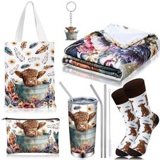 6 Pcs Western Highland Cow Gifts for Women Include 20 oz Stainless Steel Tumb...