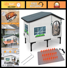 Weatherproof Heated Cat House for Outdoor Cats - Insulated Shelter with Heating