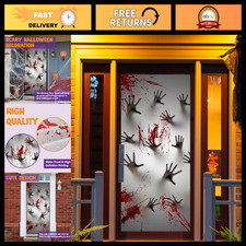 3 Pcs 30"x72" Halloween Door Covers - Haunted House Decor, Zombie Hands Stickers