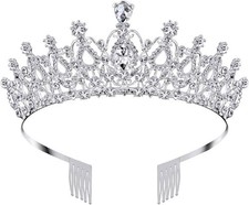 Tiara and Crown for Women Silver Rhinestone Birthday Headband Princess T
