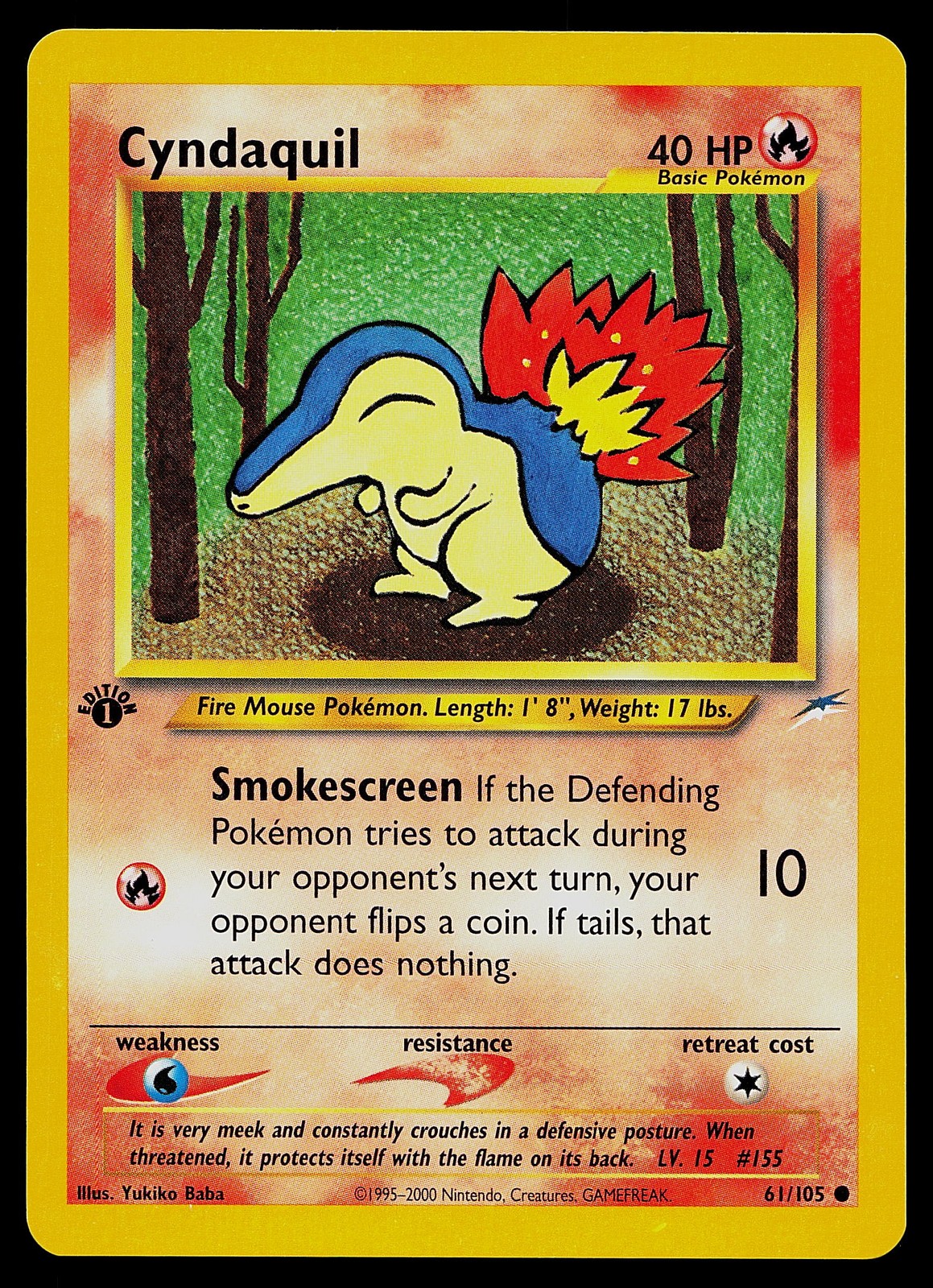 Pokemon Card - Cyndaquil 1st Edition Neo Destiny 61/105 Common