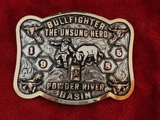 Rodeo BULLFIGHTER Champion☆1985☆Powder River Basi☆X~Treme☆Trophy Buckle☆Rare☆T10
