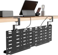 Under Desk Cable Management Tray, 30.2" Vertical Metal Pegboard Organizer for Po