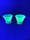​Vintage Green Uranium Depression Glass Sherbet Cups Set of Two