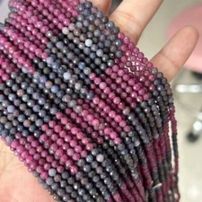 2/3/4mm Genuine Natural Micro Faceted Gradient Color Ruby Sapphire Mixed Beads