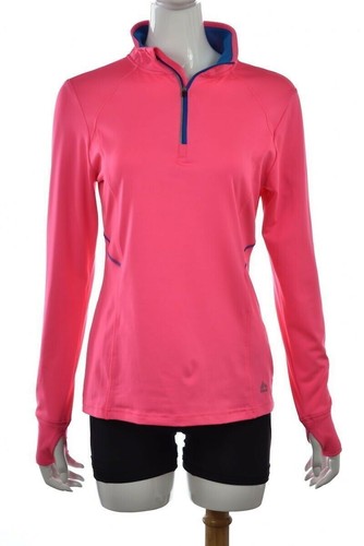 RBX Womens Active Top Size M Neon Pink 1/2 Zip Casual Mock Neck Shirt - 第 1/4 張圖片