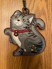 CHALA - CAT KEY FOBS - 7 CHOICES!!   Coin Purse on the Back   NEW:  BLACK CAT