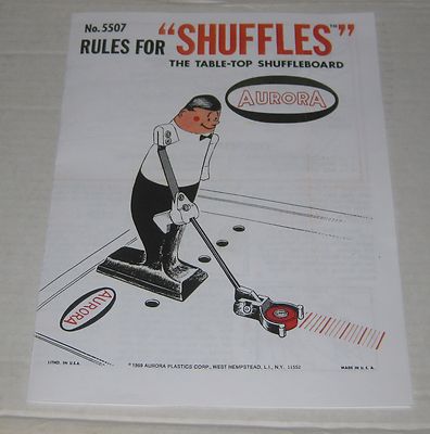 60'S AURORA SHUFFLES TABLE TOP SHUFFLEBOARD INSTRUCTION MANUAL ONLY