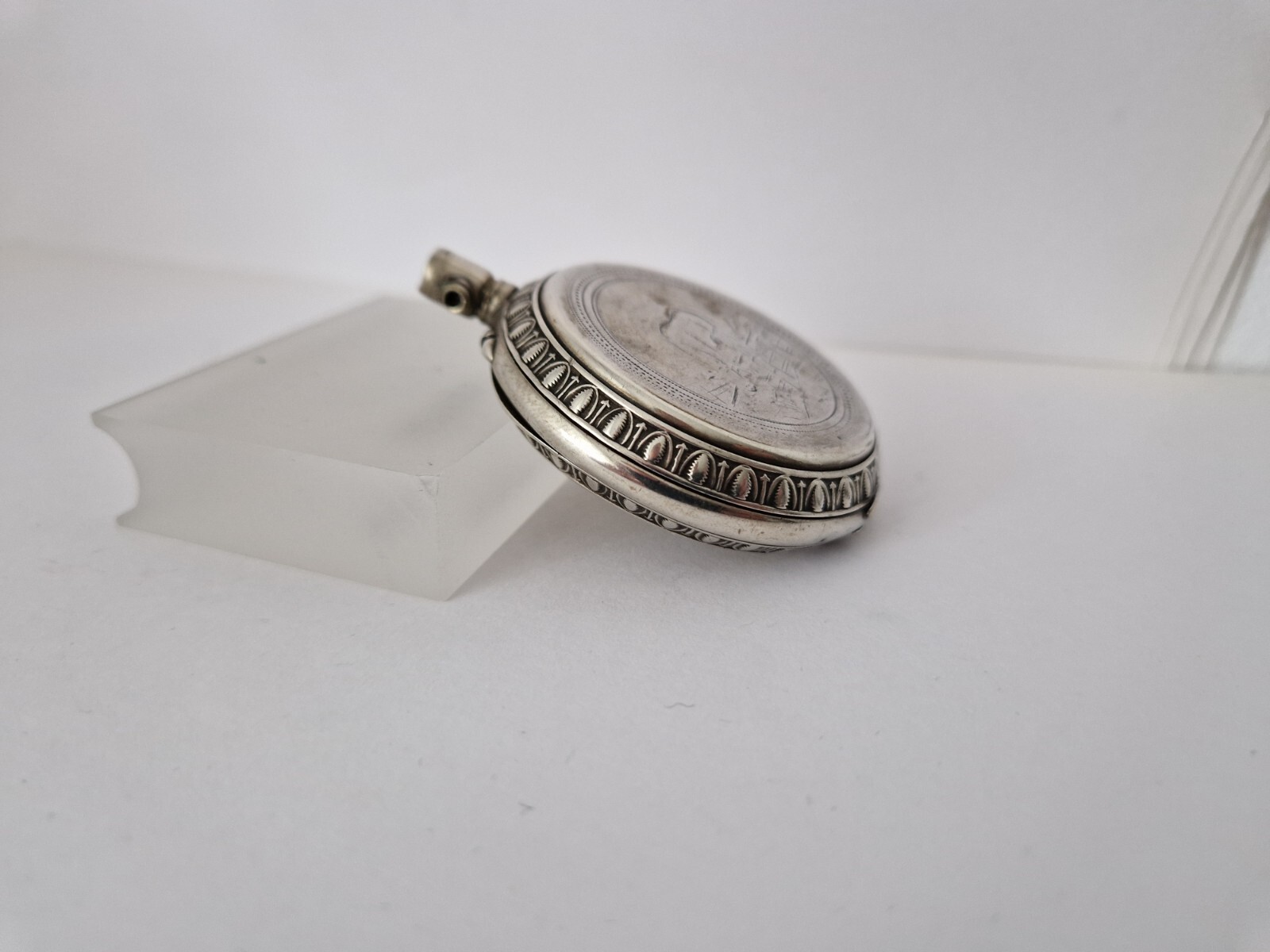 Antique Solid Silver Pocket Watch Case - Open Fac… - image 8