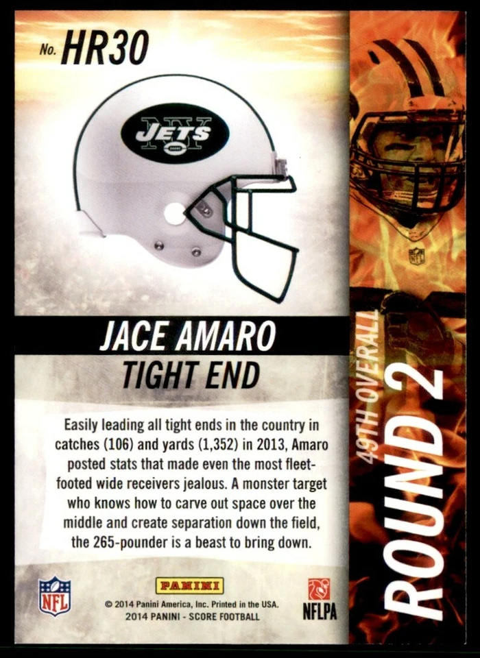 2014 Score Hot Rookies Jace Amaro New York Jets #HR30 - Image 2 of 2