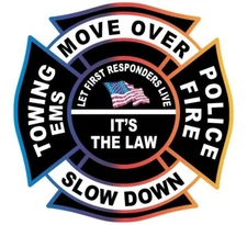 Move over it's the law Firefighter Police Towing EMS Exterior Window Decal 