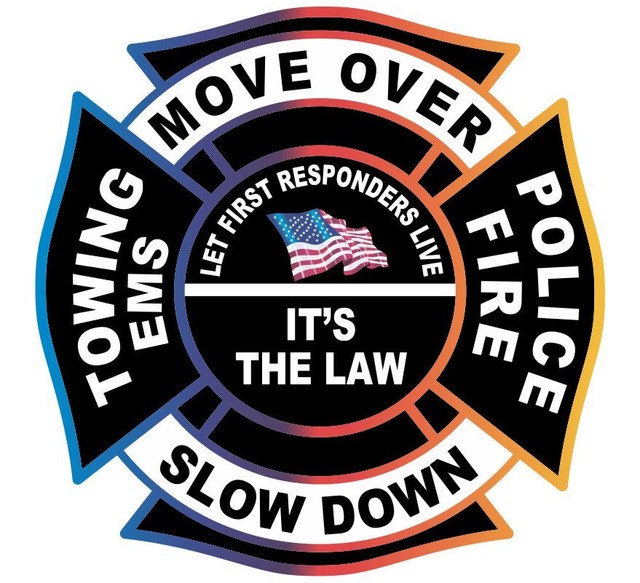 Move over it's the law Firefighter Police Towing EMS Exterior Window