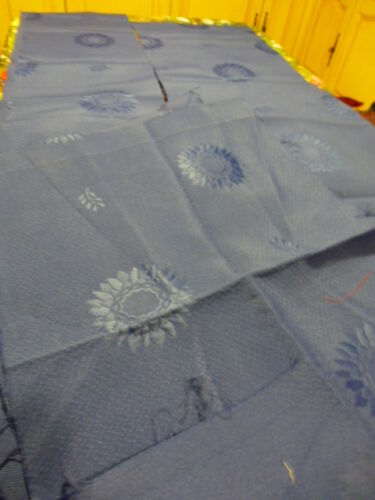  tissus beau bleu broché    longues bandes  loisir créatif ,couture 5m,90 entout - Bild 1 von 3