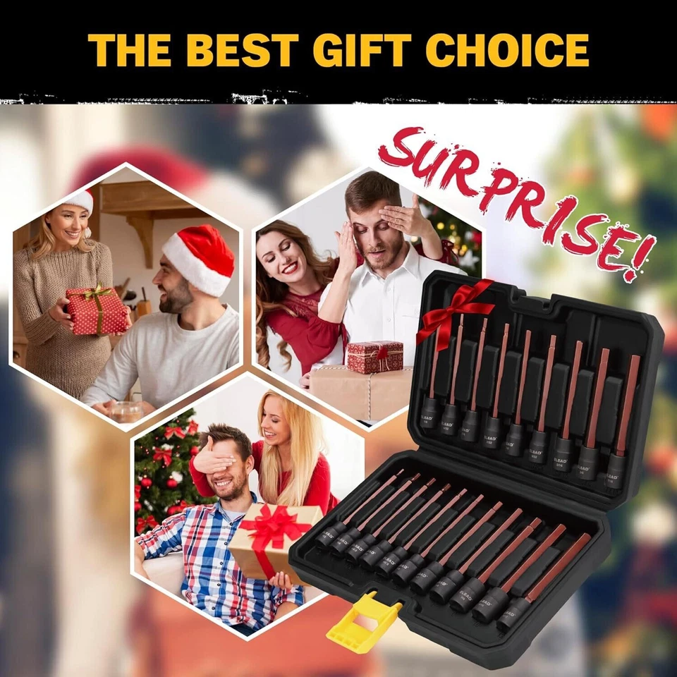 Extra-Long Allen Hex Bit Socket Set: 20-Piece 3/8 Inch Drive, S2 Steel, Standard - Image 4 of 4