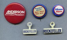 Lot of 6 Republican Presidential Election Pins  Tabs 1968  1972 7/8" to 1-5/8"