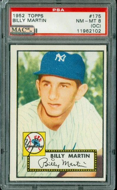 1952 TOPPS # 175 BILLY MARTIN RC PACK FRESH PSA 8 MAC SPOTLESS *