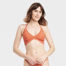 Auden Women's Lace Removable Pad Bralette Orange Size Large