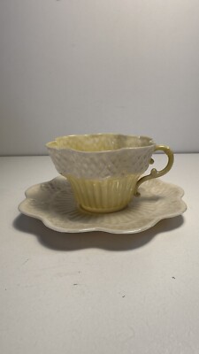 Vintage Belleek Tasse & Untertasse schwarz Machermarke