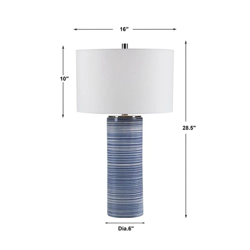 Uttermost Montauk Ceramic and Steel Striped Table Lamp in White and Indigo - Picture 10 of 10