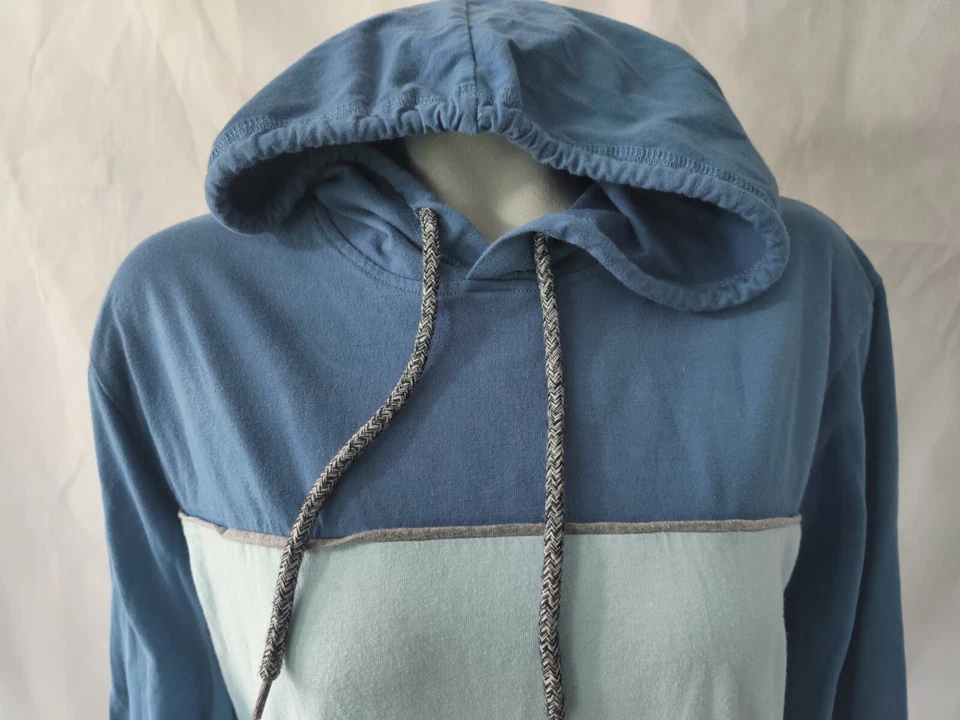 Hollywood Blue ColorBlock Hooded Hoodie Top Front Pouch, Neck Ties Size M - Image 3 of 4