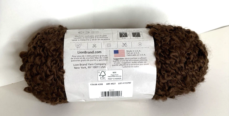 Lion Brand New Silky Twist Yarn Java #927-208 One 5 oz. Skein Super Bulky Brown - Image 2 of 4