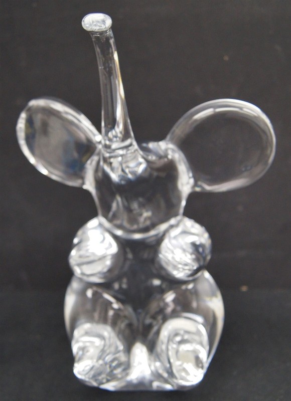 RARE DAUM Crystal 9.5" Large Elephant Signed DAUM FRANCE