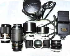 Canon AE-1 + camera lens set SLR film camera (operation not confirmed)From Japan
