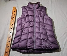 Eddie Bauer Goose Down Vest Womens Small Purple Quilted Full Zip Outdoor Jacket 