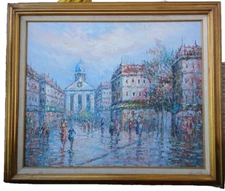 Heavy impasto 20 C Parisian Patheon Scene Signed/Framed 24x30