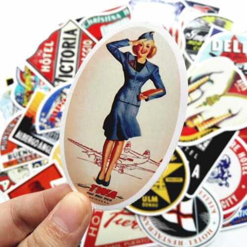 55 Retro Vintage altmodischer Stil Gepäckkoffer Reise Geschenk Aufkleber - Bild 7 von 11