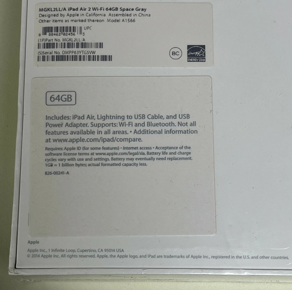 NEW Sealed Apple iPad Air 2 64GB Wi-Fi Space Gray MGKL2LL/A A1566 iOS 8.1 - Image 4 of 4