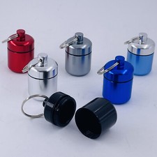 6pcs Mini Portable Aluminum Pill Case Carry Bottle Earplugs Box Keychain Contain