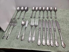 Rogers ALEXIS ROSE Stainless Flatware Korea 22 Pieces, Knives, Forks, Spoons