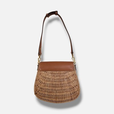 YSL Saint Laurent Women Brown Voltaire Bamboo Leather Top Handle
