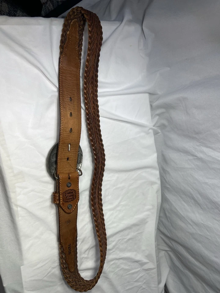 复古鹰扣金属皮革托尼喇嘛皮带 EGE 93 90 年代男式 36 — 第 4/4 张图片