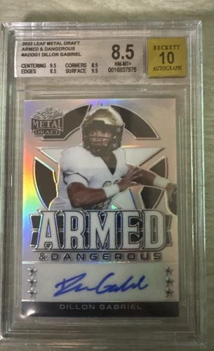 2022 Leaf Metal Armed &amp; Dangerous Dillon Gabriel Silver Prismatic /40 (AU, RC)