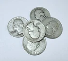 LOT OF 5 WASHINGTON SILVER QUARTERS 90% SILVER VARIOUS DATES #6389