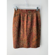 Vintage 90s Floral Paisley Pencil Skirt Brown Earthy Eclectic Boho Chic Preppy 4