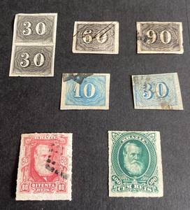 Brazil. Used. Rare Vertical Pair Early Printing. 1850 to 1897 Nice Margins $50